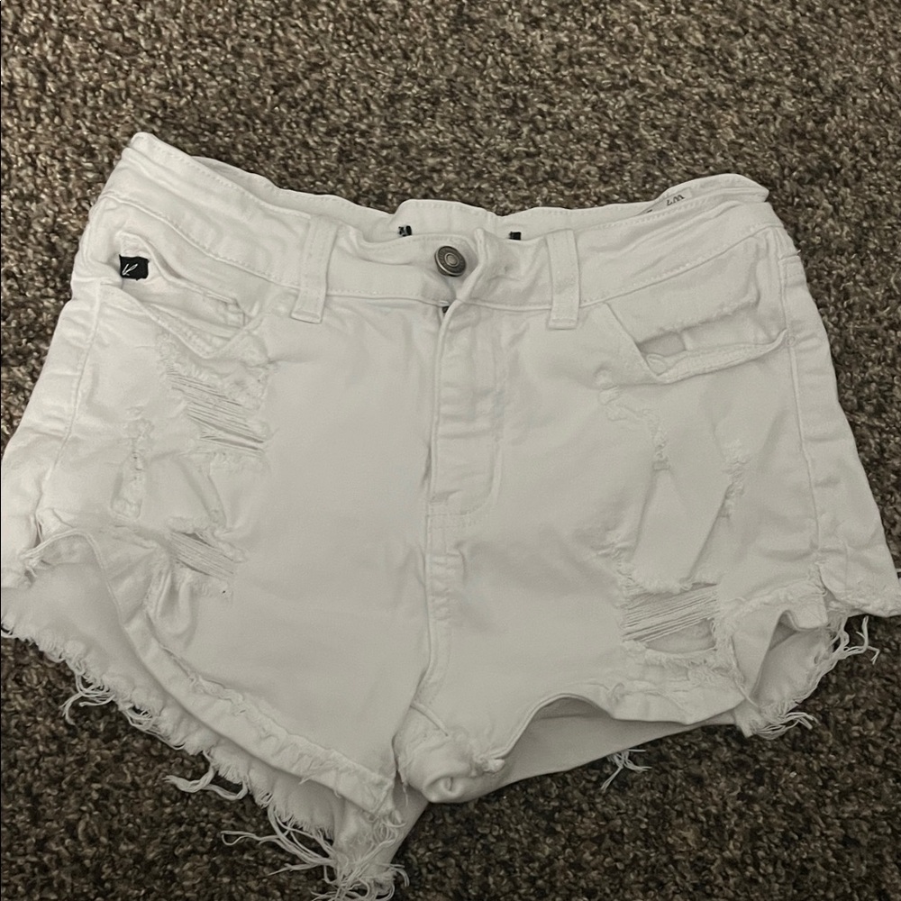 KanCan White Distressed Jean Shorts